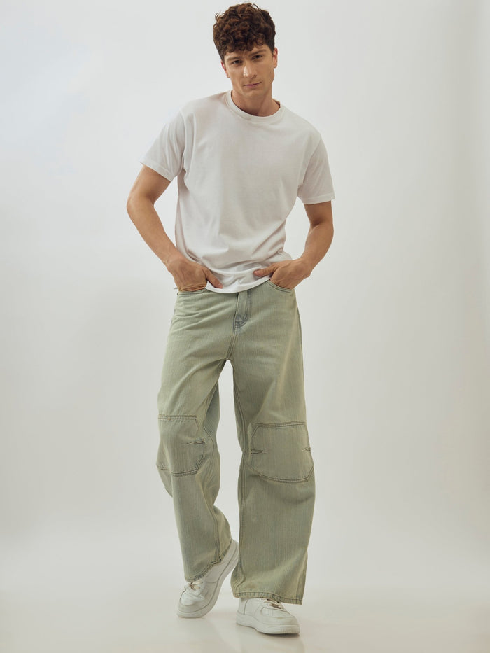 Men's  Baggy Fit Jeans in sage green
