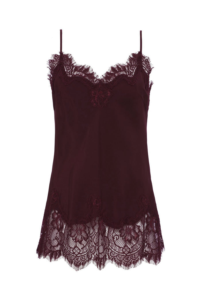 Coco Lace Silk Cami Bordeaux