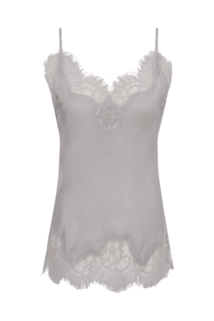 Coco Lace Silk Cami Ice Grey