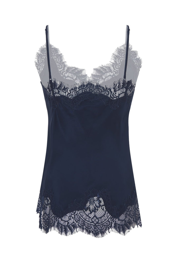 Coco Lace Silk Cami Navy
