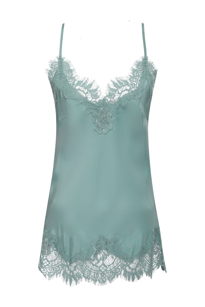 Coco Lace Silk Cami Oil Blue