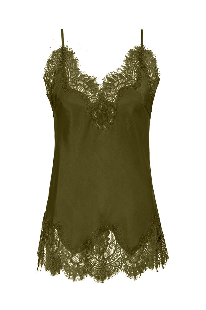 Coco Lace Silk Cami Sage Green
