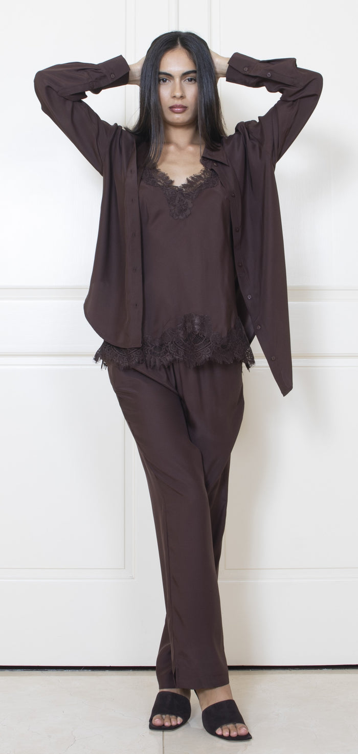 Coco Lace Silk Cami Tiffany Turquoise