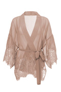 The Coco Silk Lace Kimono in rose taupe.