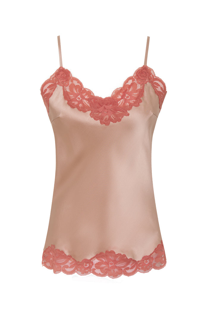 Contrast Floral Lace Silk Cami