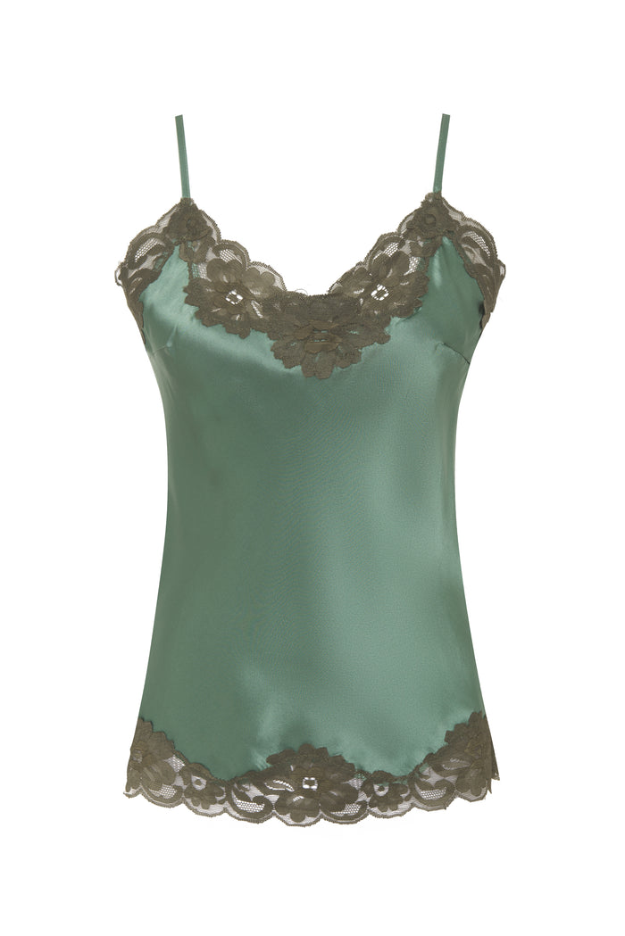 Contrast Floral Lace Silk Cami