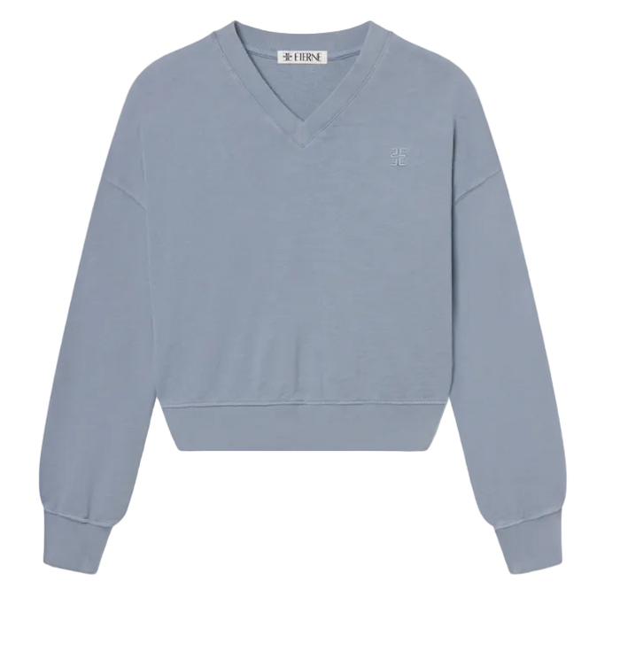 Cropped V Neck Sweatshirt
