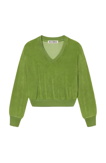 Cropped V-Neck Sweatshirt