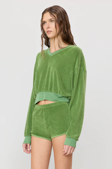 Cropped V-Neck Sweatshirt