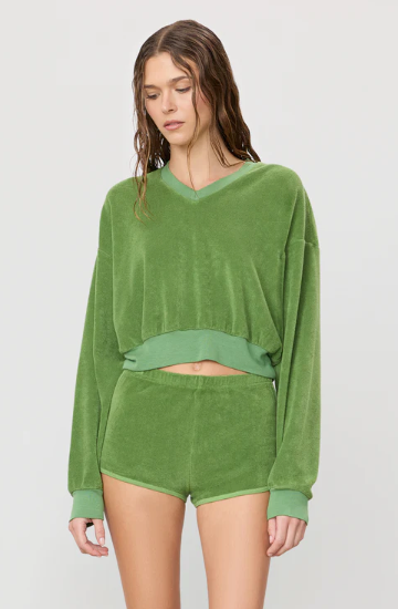 Cropped V-Neck Sweatshirt