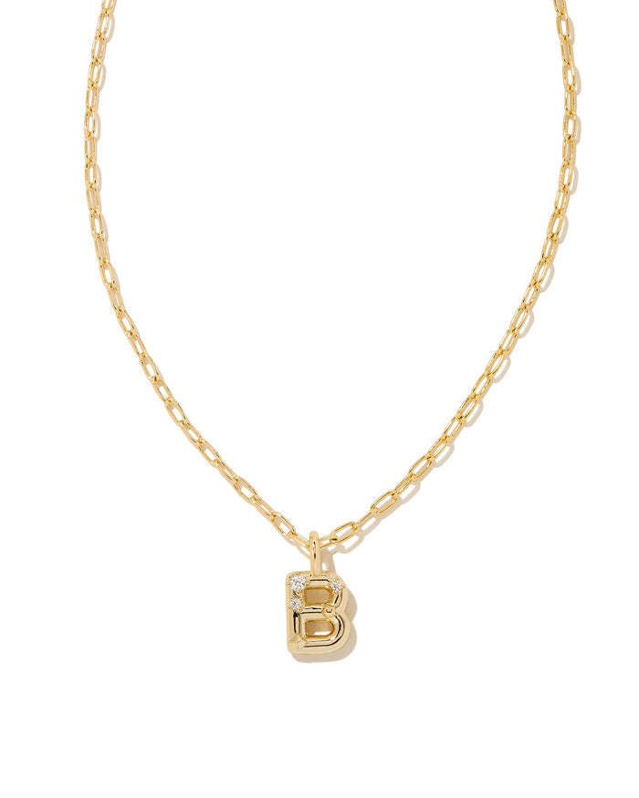 Crystal Letter B Pendant Necklace in Gold Metal