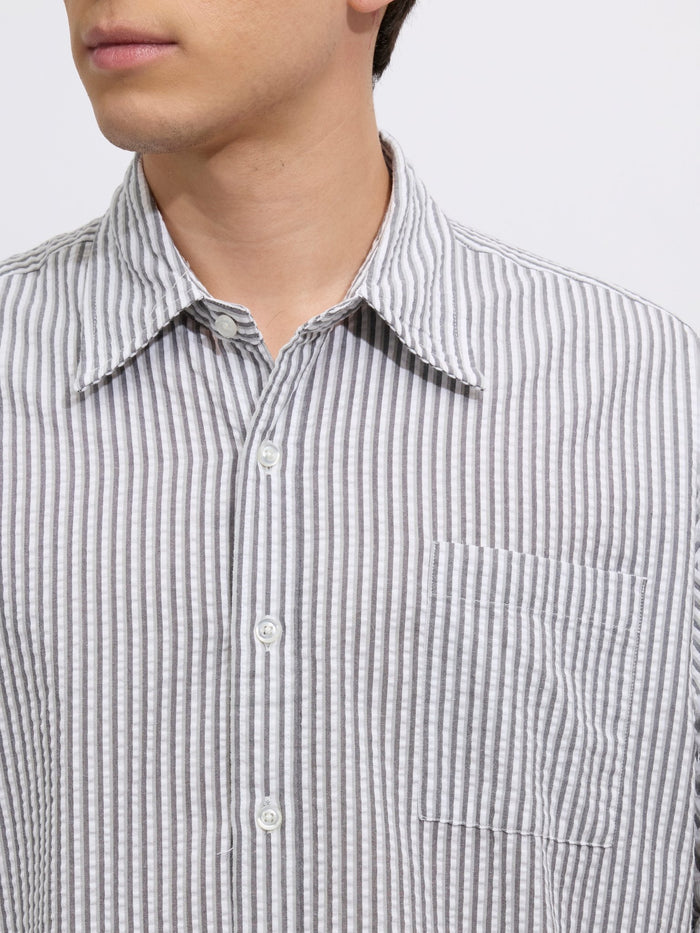 Cullen - men's Casual Striped Shirt - gray color