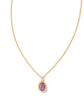 Daphne Framed Short Pendant Necklace in Gold Magenta Kyocera Opal