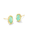 Daphne Stud Earring in Gold Light Green MOP