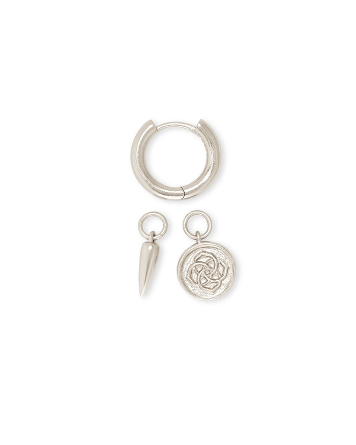 Dira Coin Huggie Earring in Silver Metal