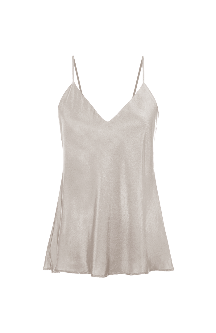 Double Silk Solid Cami Antique White