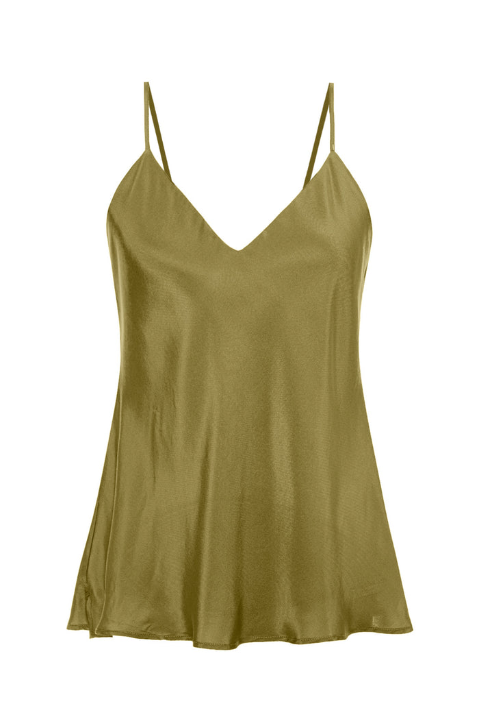Double Silk Solid Cami Chartreuse