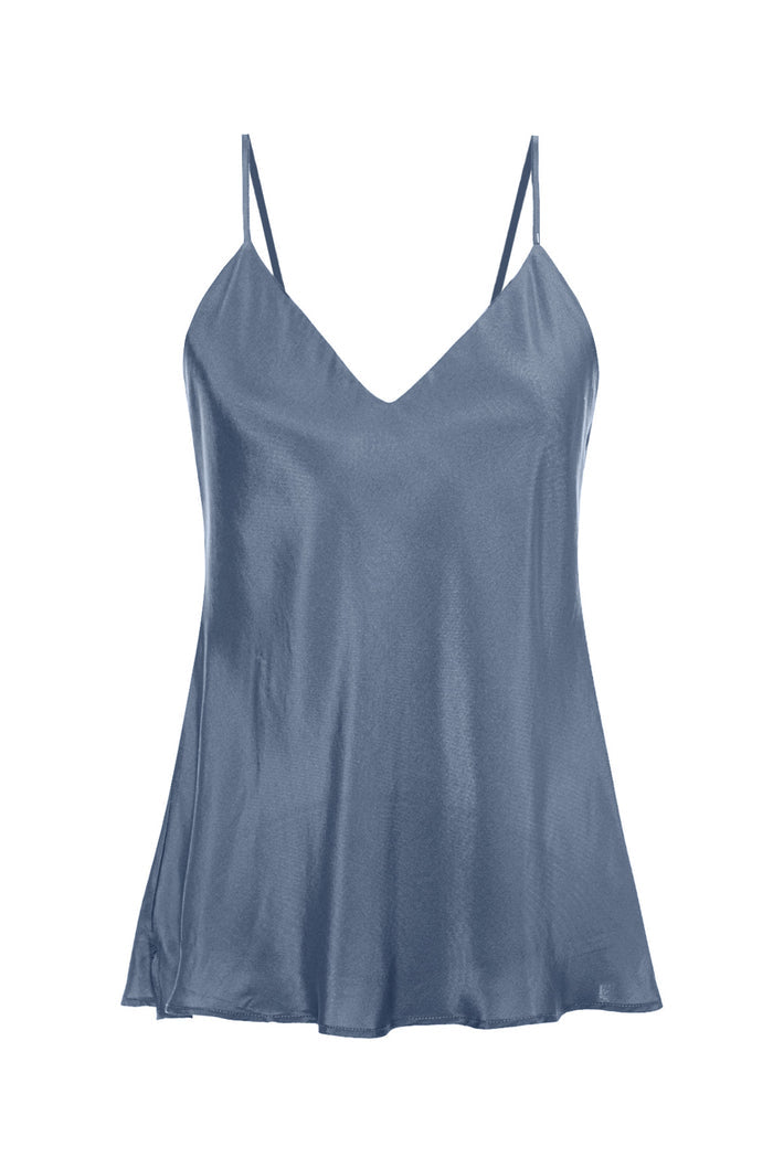 Double Silk Solid Cami Dusty Blue