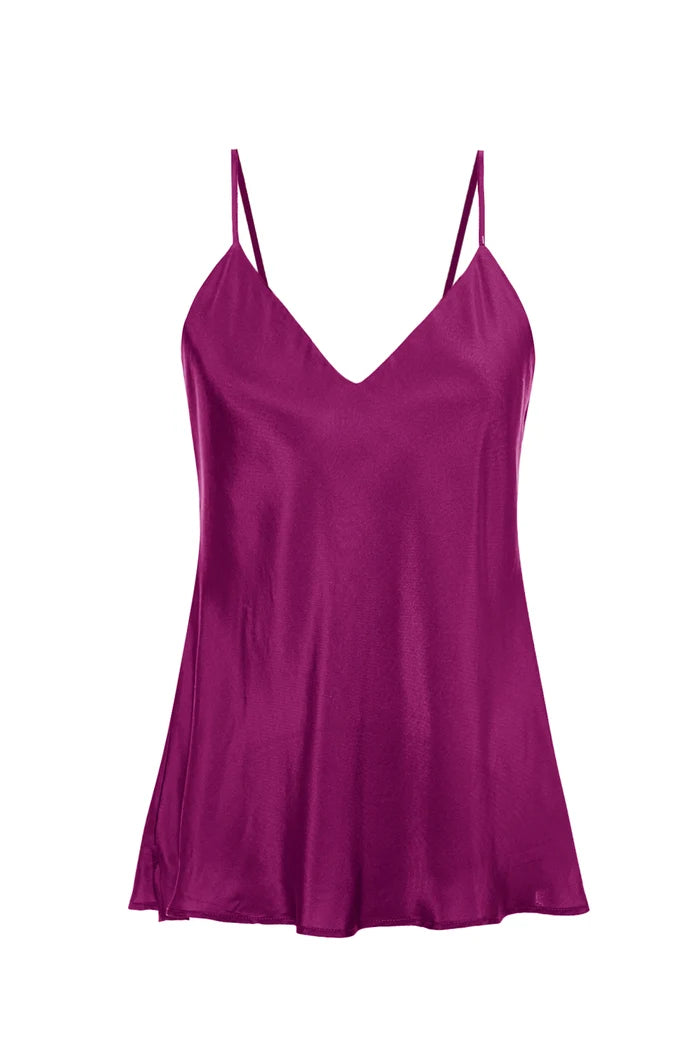 Double Silk Solid Cami Fuchsia