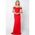 DRAPED OFF-THE-SHOULDER EVENING GOWN