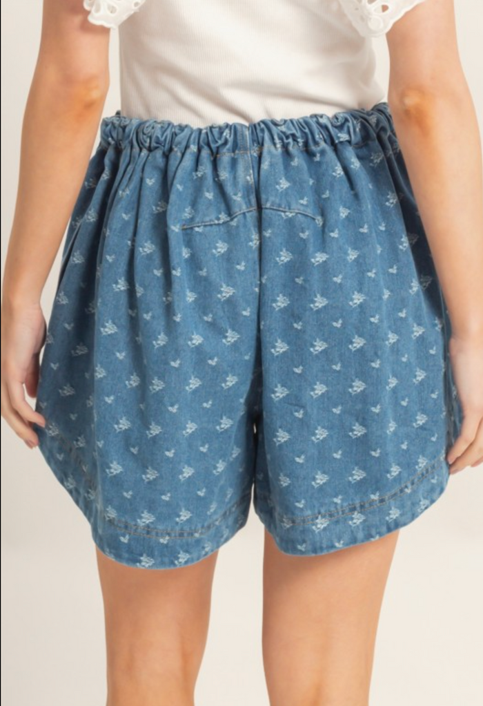 Drawstring Denim Shorts