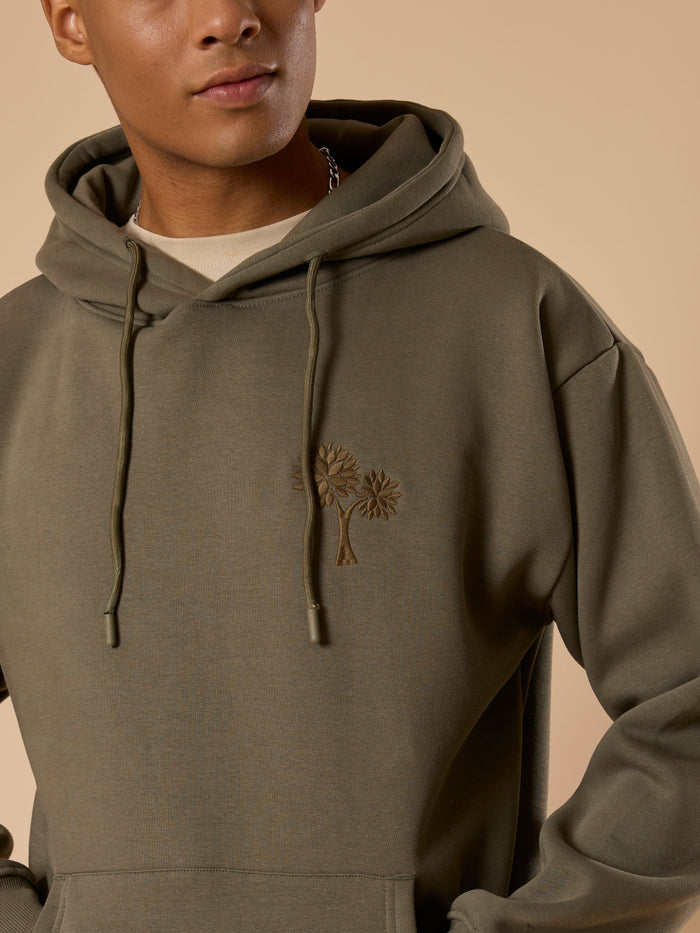 Drift - Printed Hoodie - Olive Green