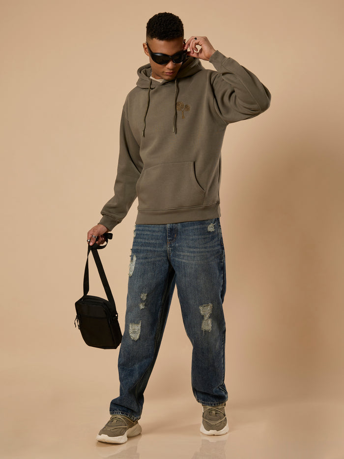 Drift - Printed Hoodie - Olive Green