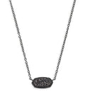 Elisa Gunmetal Pendant Necklace In Black Drusy