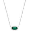 Elisa Pendant Necklace in Rhodium Emerald Cat's Eye