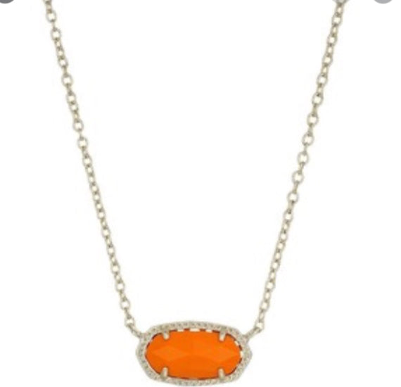Elisa Gold Pendant Necklace In Orange