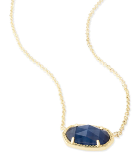 Elisa Gold Pendant Necklace In Navy Cat's Eye