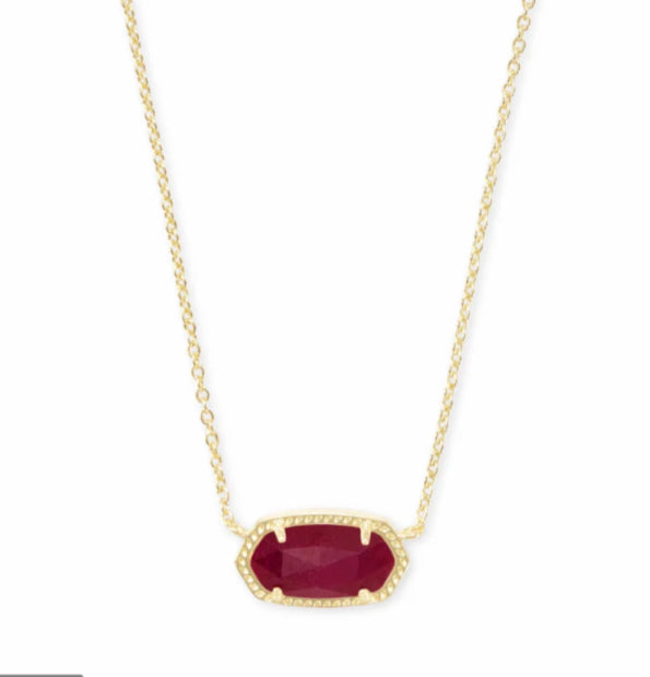 Elisa Gold Pendant Necklace In Maroon Jade
