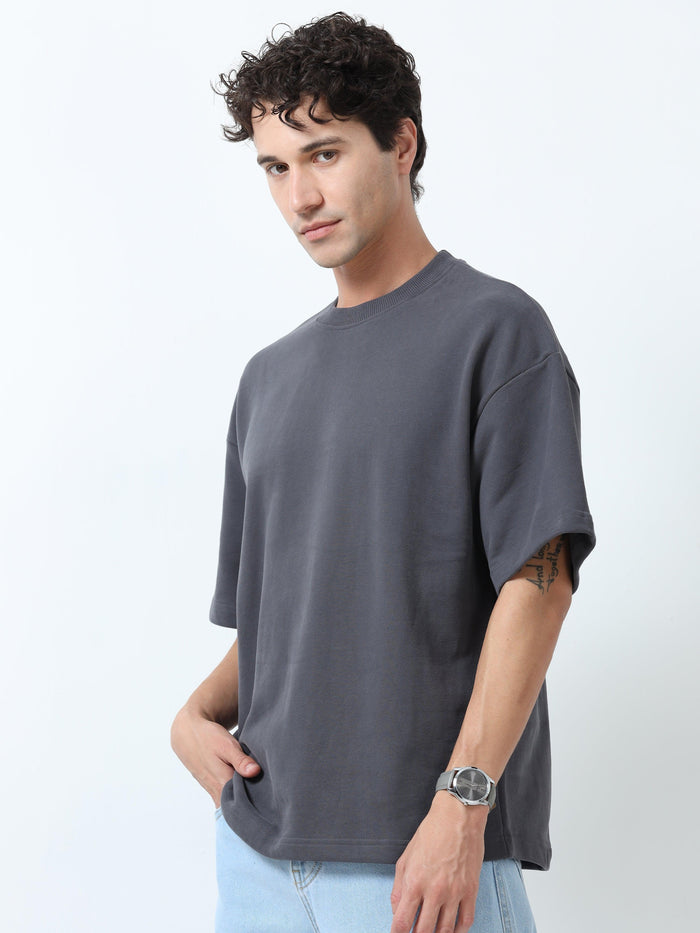 Elowen - Oversized Round neck
 t-Shirt with five sleeve -Espanshe
round neck tshirt for men
five sleeve tshirt for men