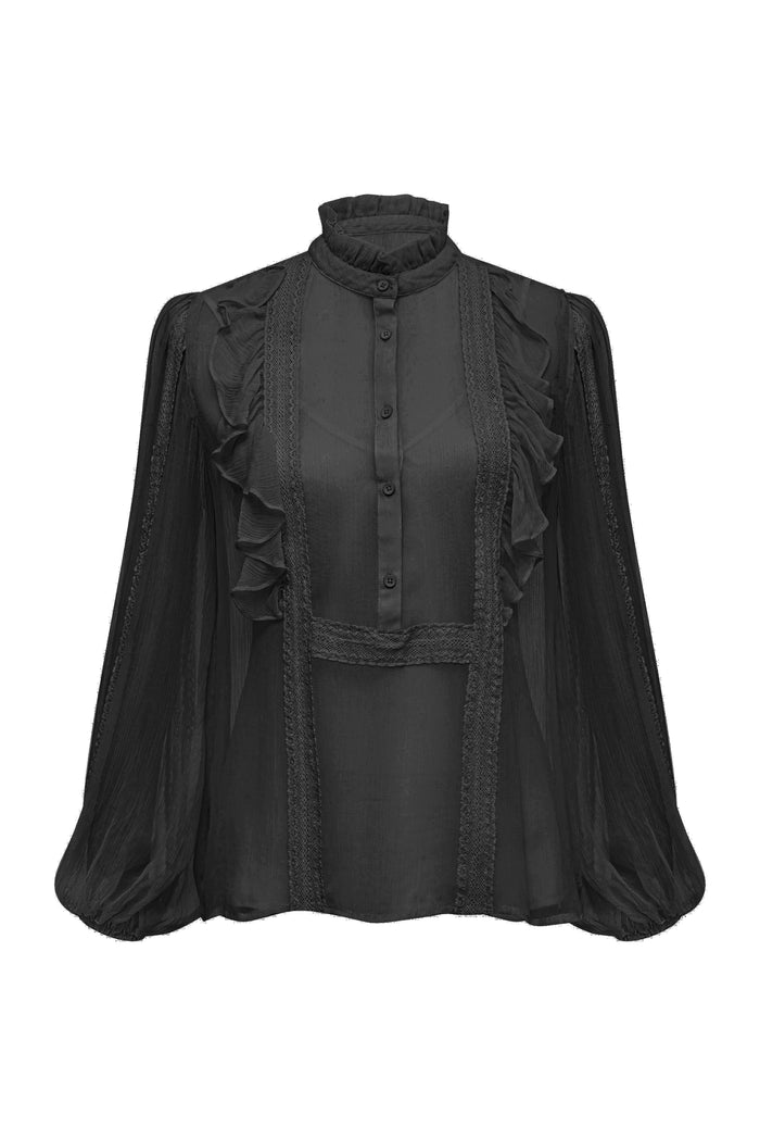 Elsie Ruffle Shirt Black