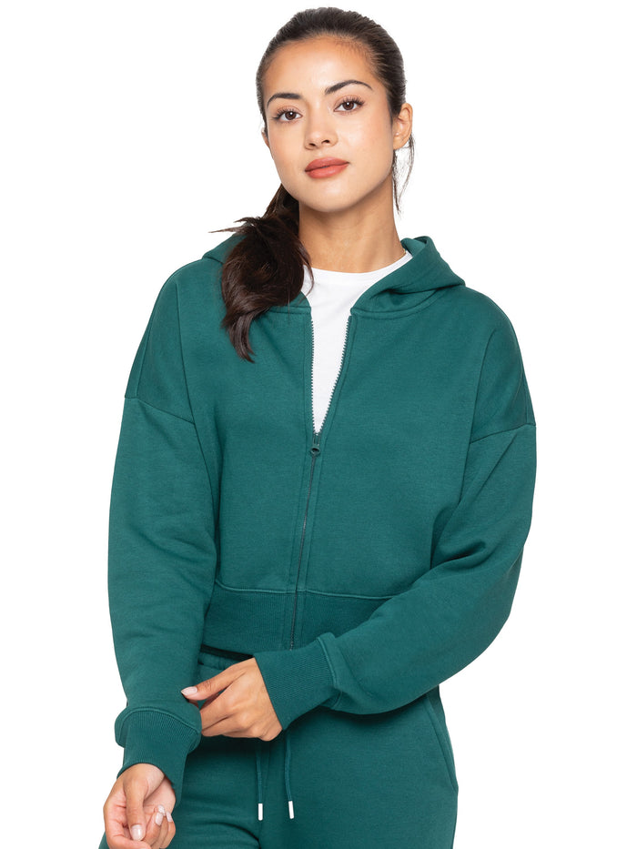 EZLHDCZ595 Womens Cropped Zipped Hoodie GUEST BRAND RAWDENIM