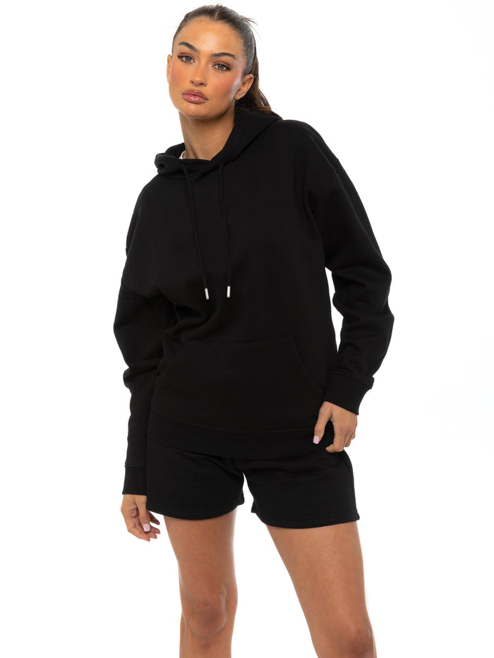 EZLHD587 & EZLS597 Enzo | Womens Oversized Pullover Hoodie Tracksuit Set With Shorts ENZO RAWDENIM