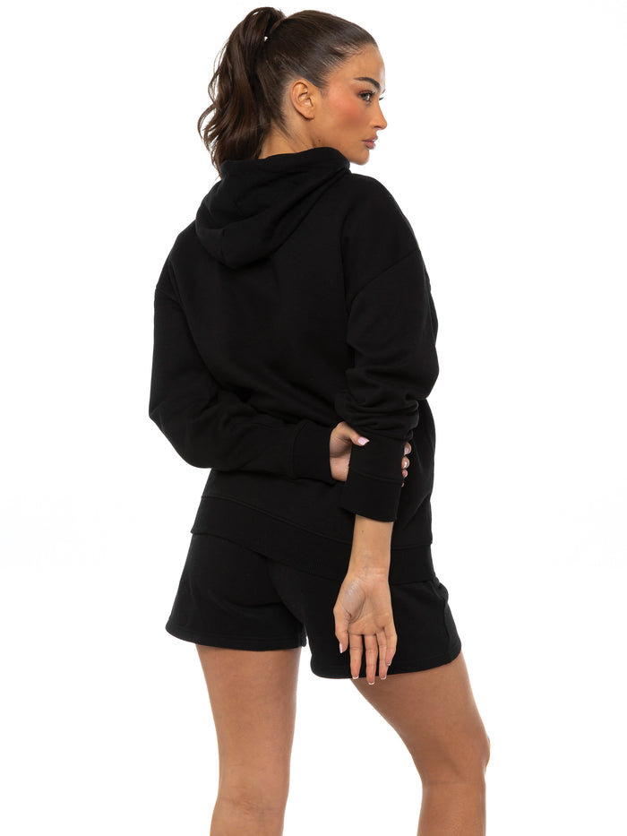 EZLHD587 & EZLS597 Enzo | Womens Oversized Pullover Hoodie Tracksuit Set With Shorts ENZO RAWDENIM