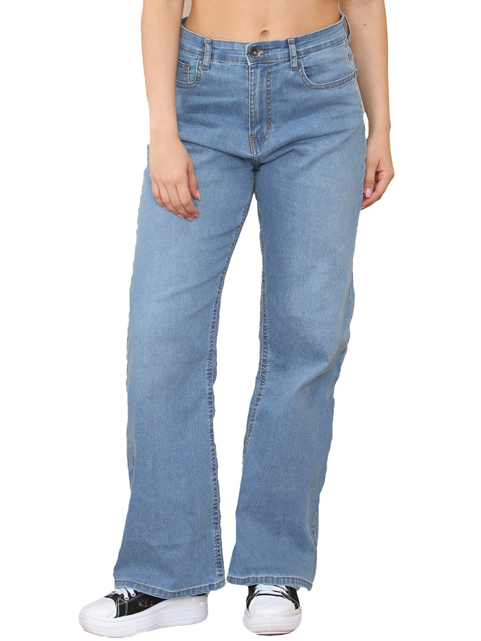 EZL431 Enzo Womens Wide Leg Denim Jeans High Rise Casual Cotton Pants All Waist Sizes RAWDENIM RAWDENIM
