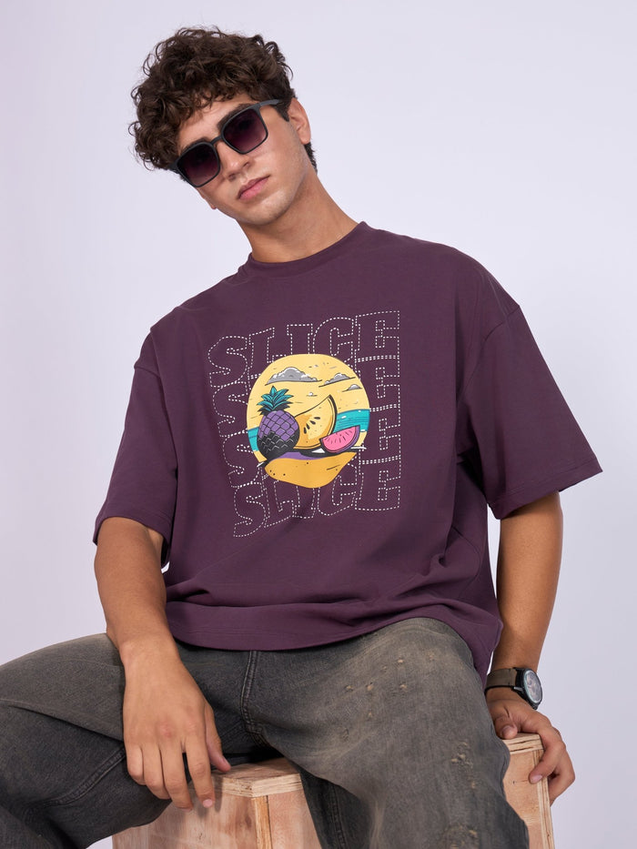 Men's Printed Baggy T-Shirt  in midnight  plum