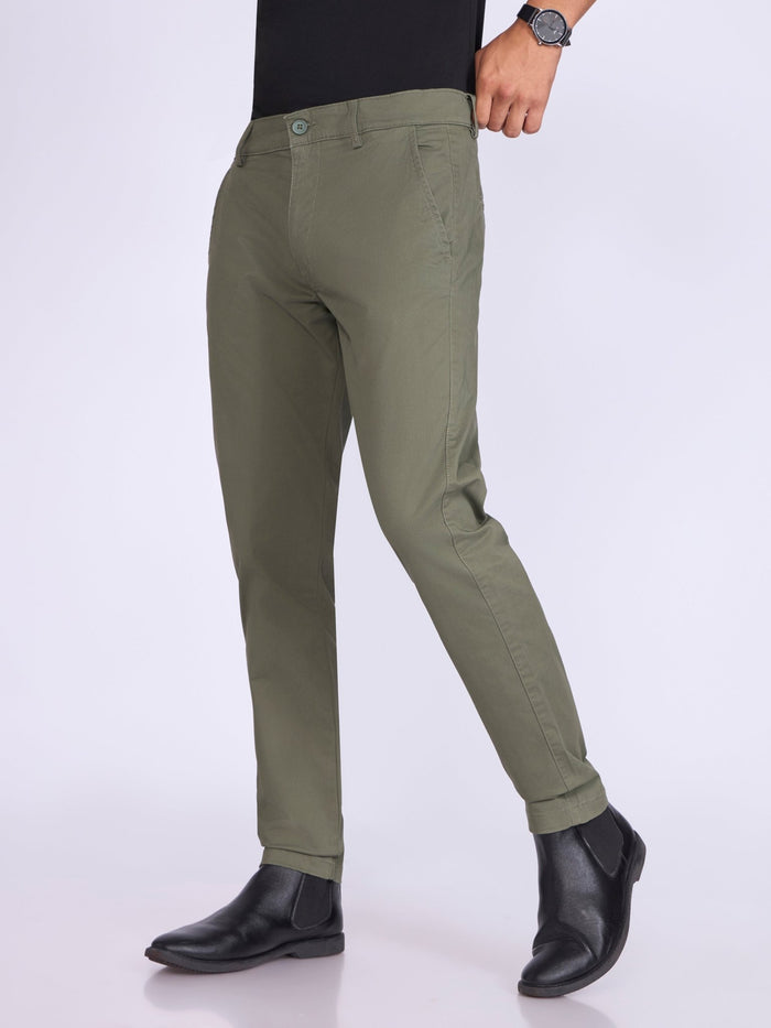 Men's  Skinny Fit Cotton Pant in Pistachio Green