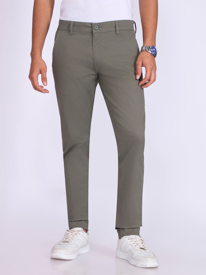 Men's Skinny Fit Cotton Pant in sage green
