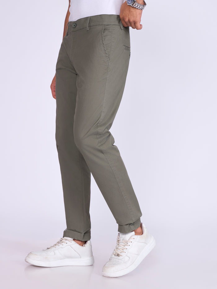 Men's Skinny Fit Cotton Pant in sage green