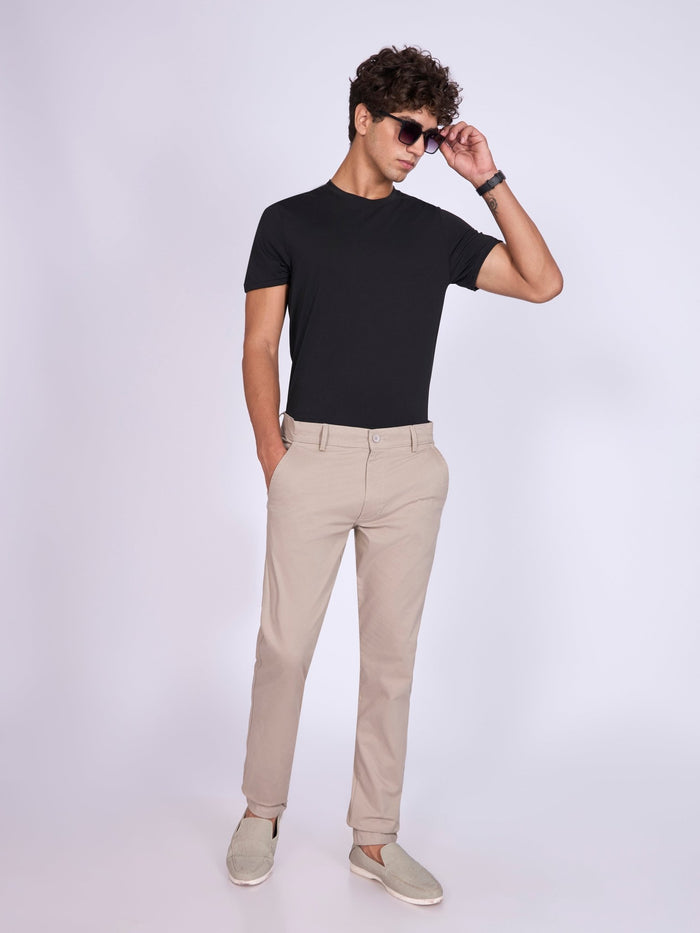 Men's Skinny Fit Cotton Pant in Sand