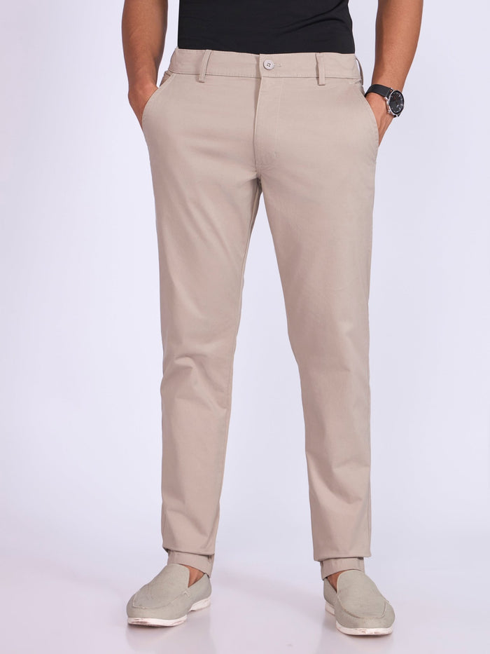 Men's Skinny Fit Cotton Pant in Sand
