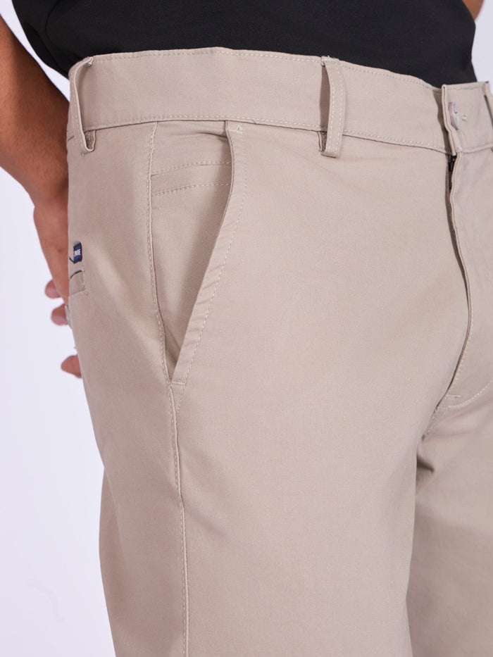 Men's Skinny Fit Cotton Pant in Sand