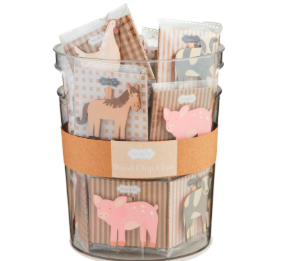 Farm Animal Wood Chip Clips