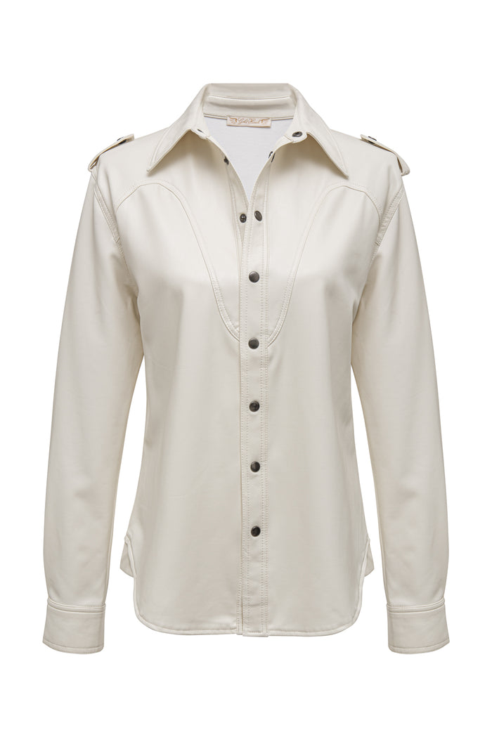 Faux Leather Western Shirt