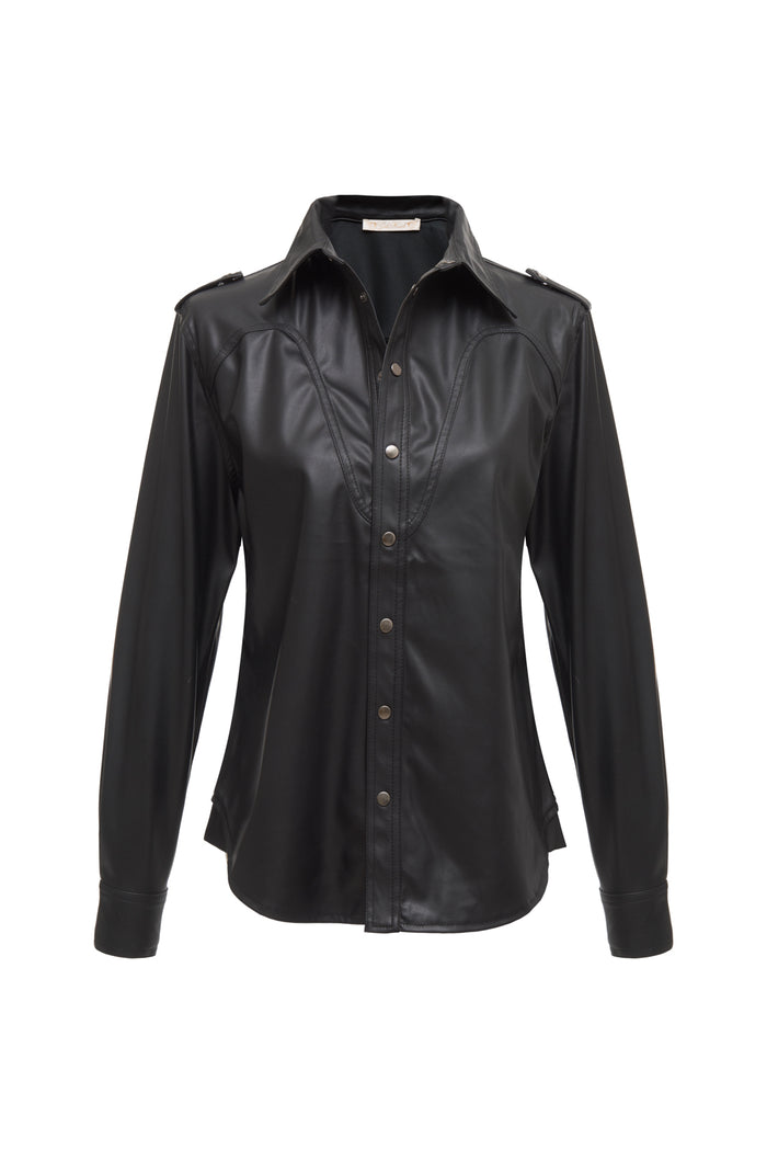 Faux Leather Western Shirt