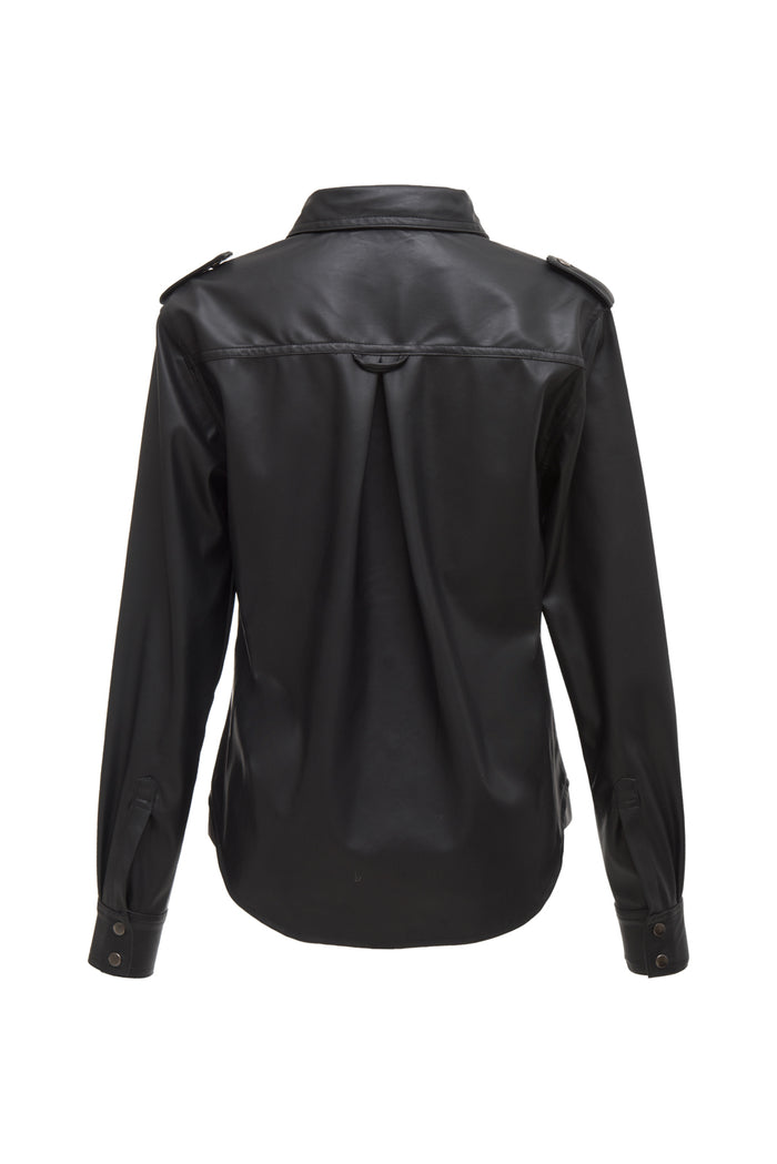 Faux Leather Western Shirt