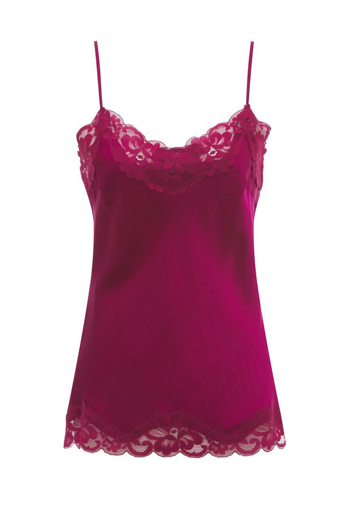 Floral Lace Silk Cami - Deep Magenta - Last Piece!